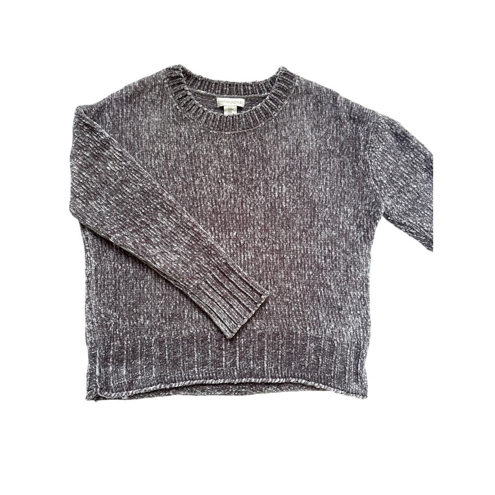 Cynthia Rowley Gray Chenille Crewneck Sweater Soft Cozy Medium